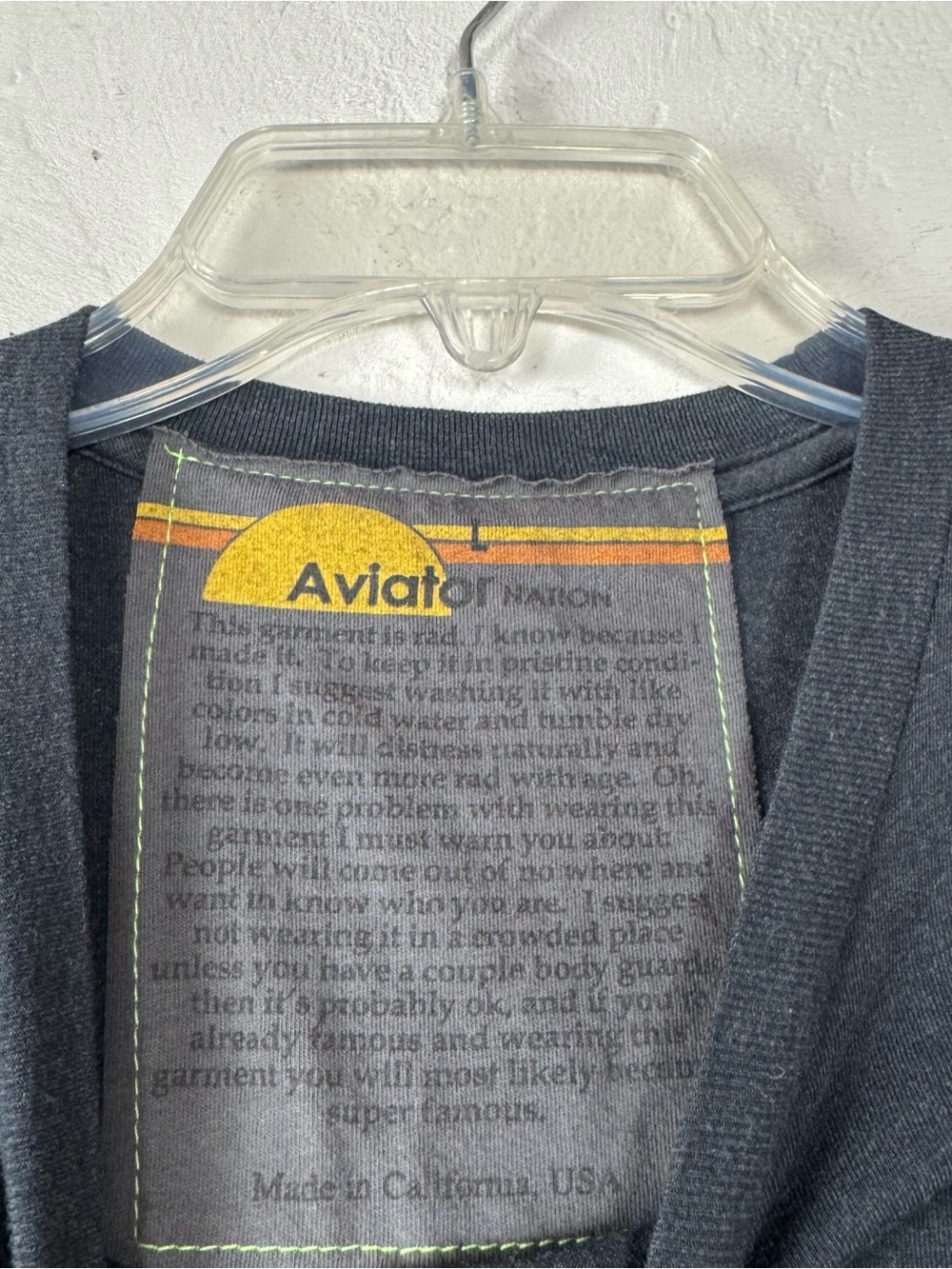 Aviator Nation Knit Top Shirt Tee Boyfriend Locals Only Graphic Charcoal Grey - Picture 8 of 8